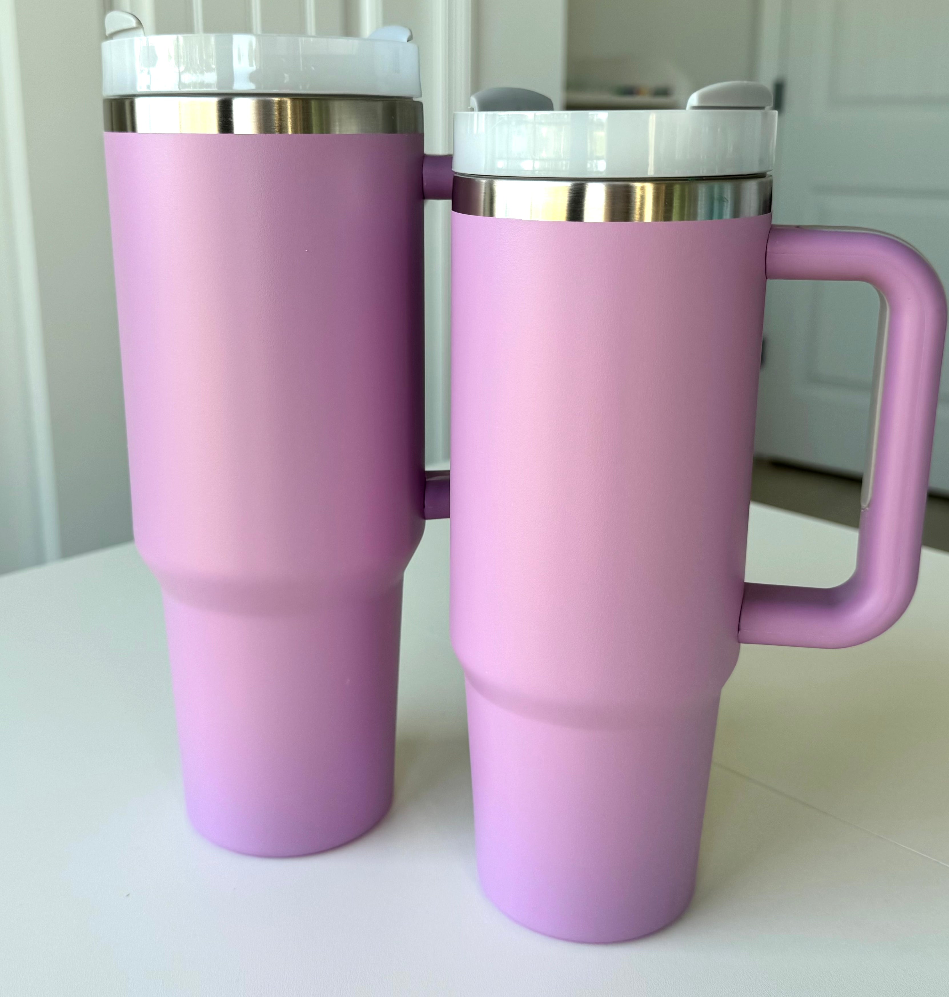 30oz Insulated travel tumbler with handle / Lavender , pastel purple