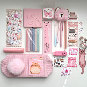 Biserina Pink Pastel Stationery Set — Perfect Gift (Students & Planners) aesthetic stationery — Default Title