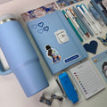 Blue stationery set + tumbler