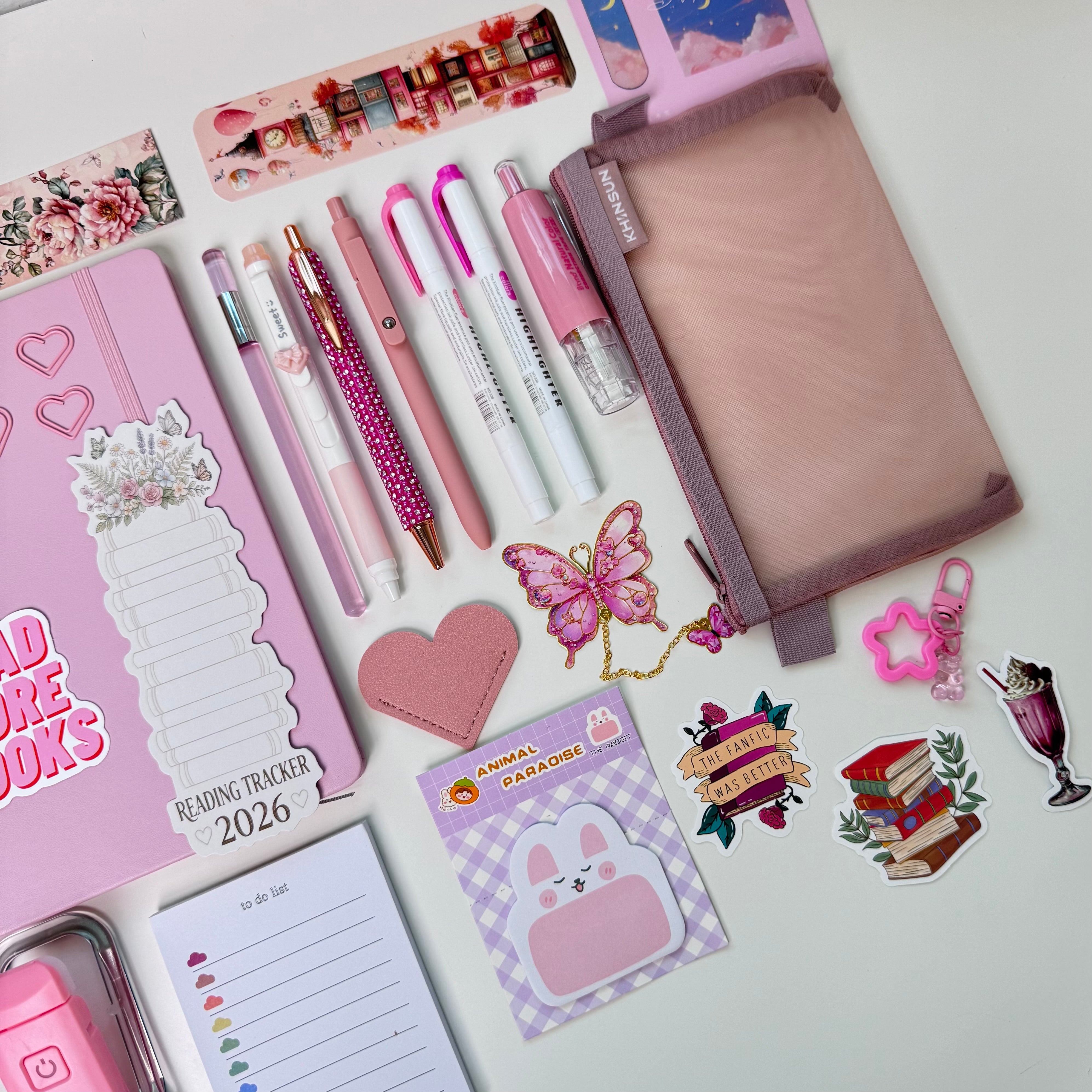 Soft pink stationery set + tumbler
