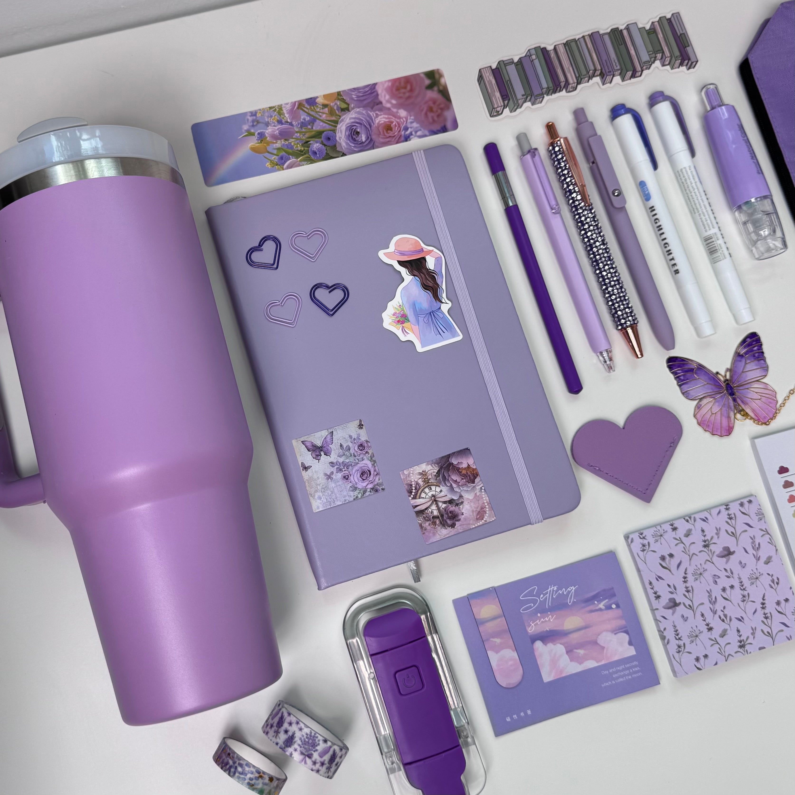 Lavender stationery set + tumbler