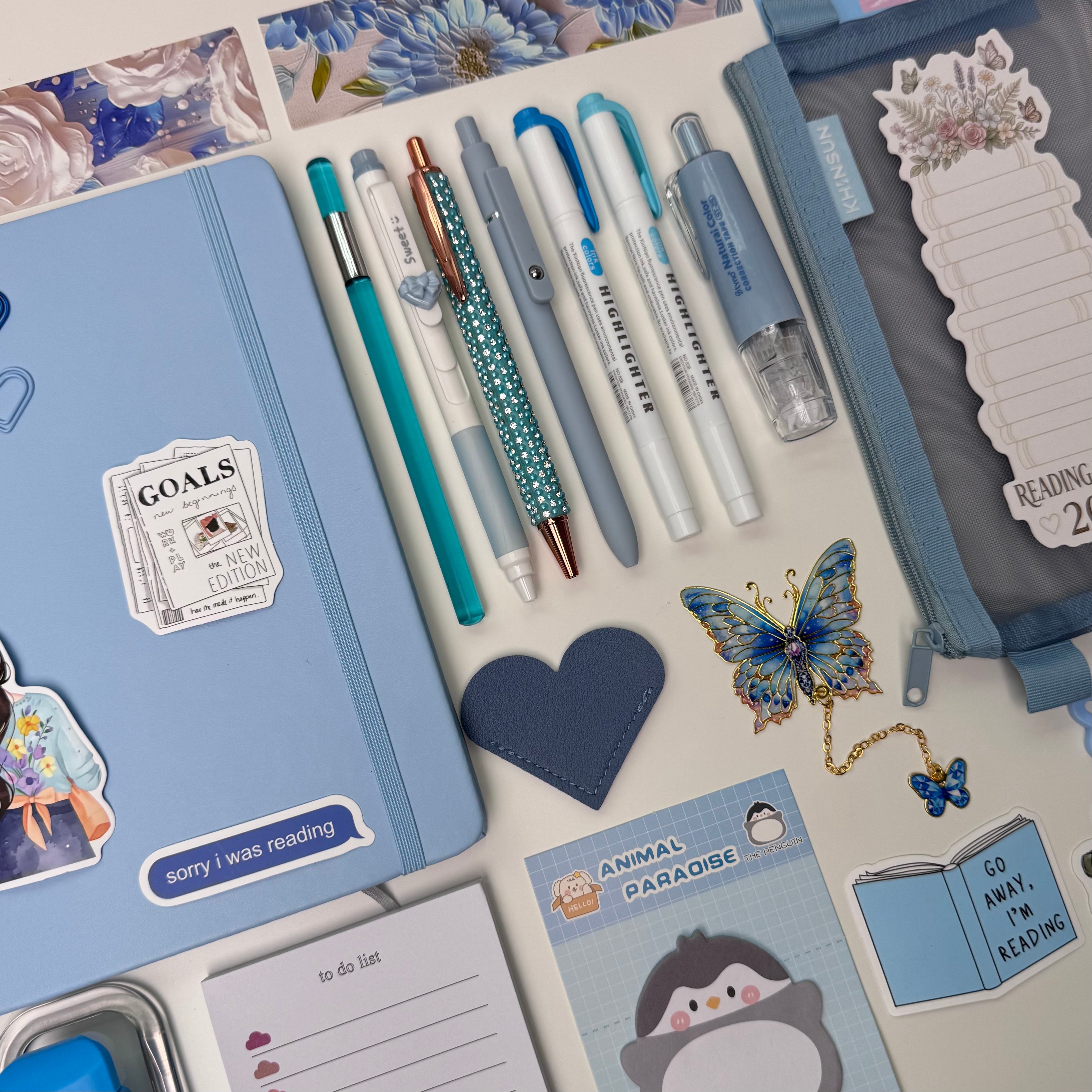 Blue stationery set + tumbler