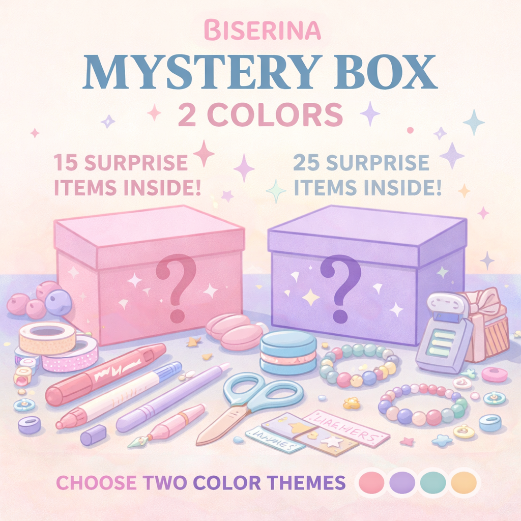Two-color themed stationery mystery box with pastel kawaii supplies — 15 Pink Pink
