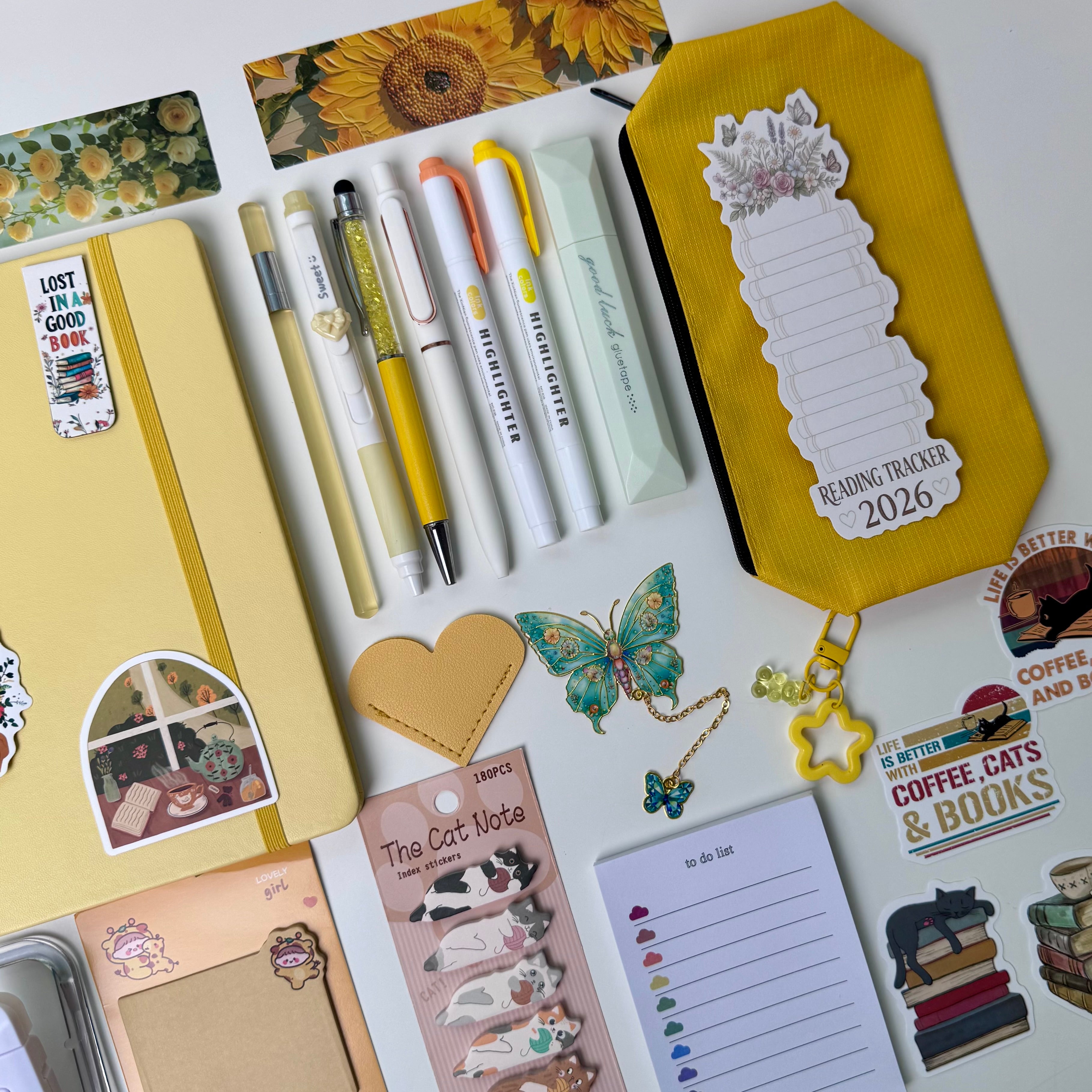Yellow stationery set + tumbler
