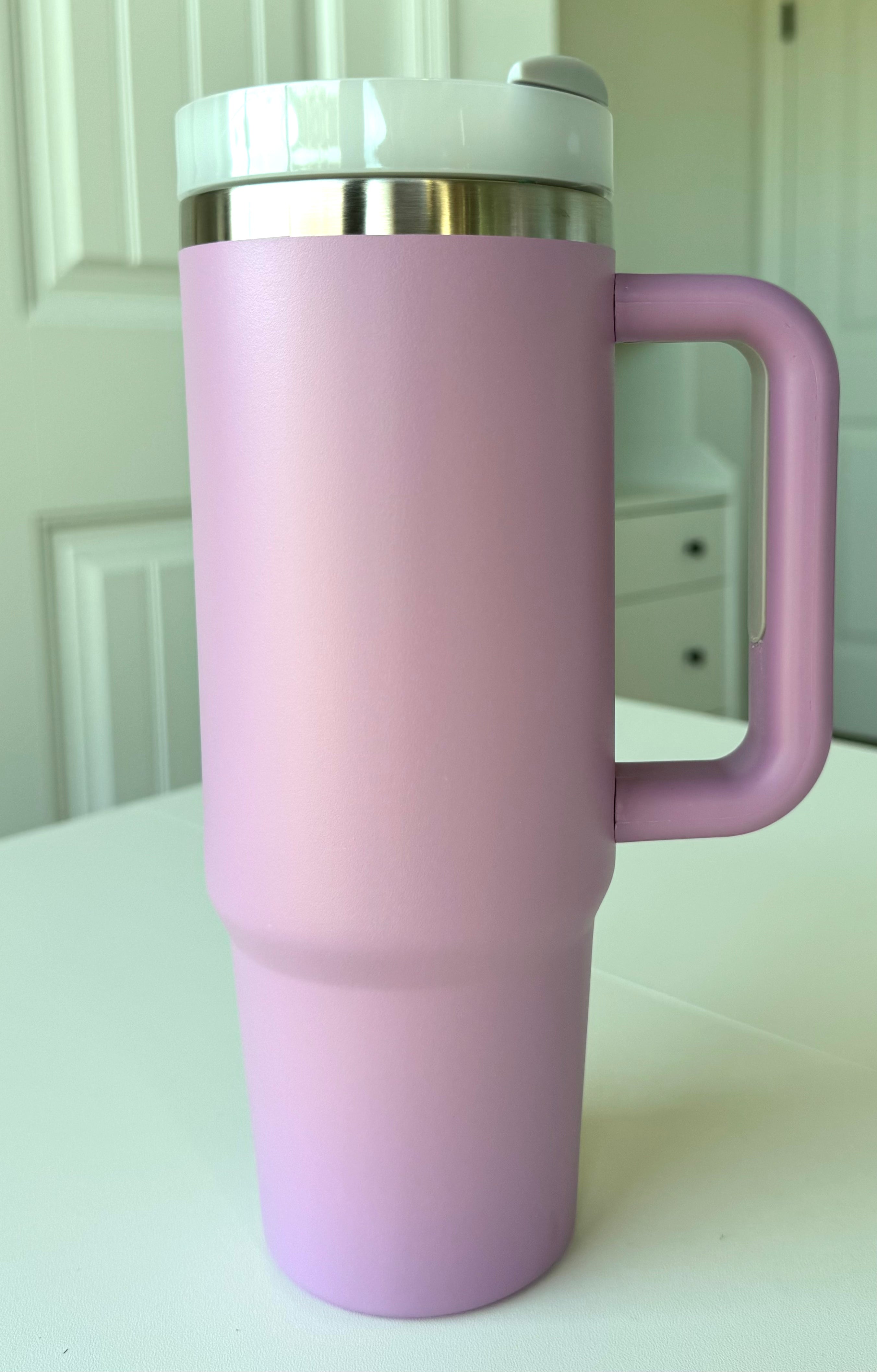 30oz Insulated travel tumbler with handle / Lavender , pastel purple